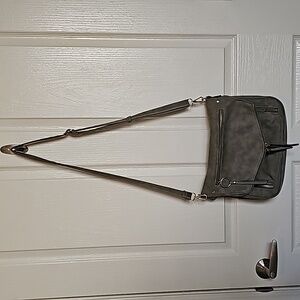 Gray Fold Over Crossbody Bag